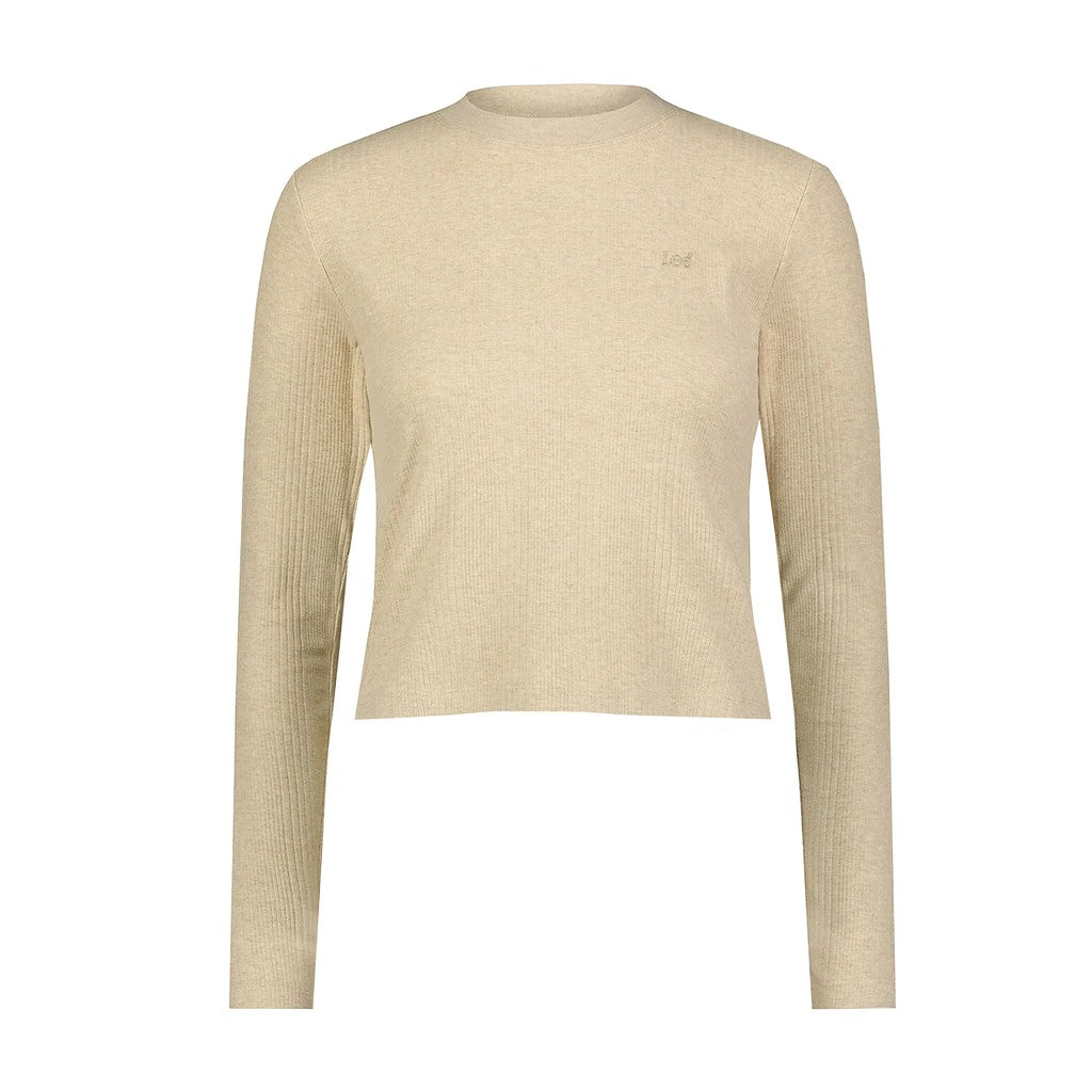 Lee Cropped T-shirt met lange mouwen – Beige