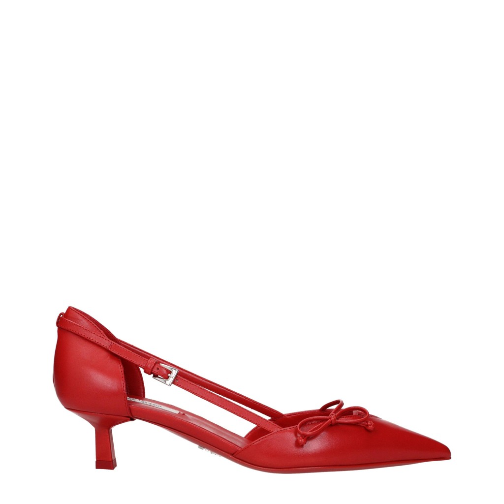 Prada Leren open-side pumps – Rood