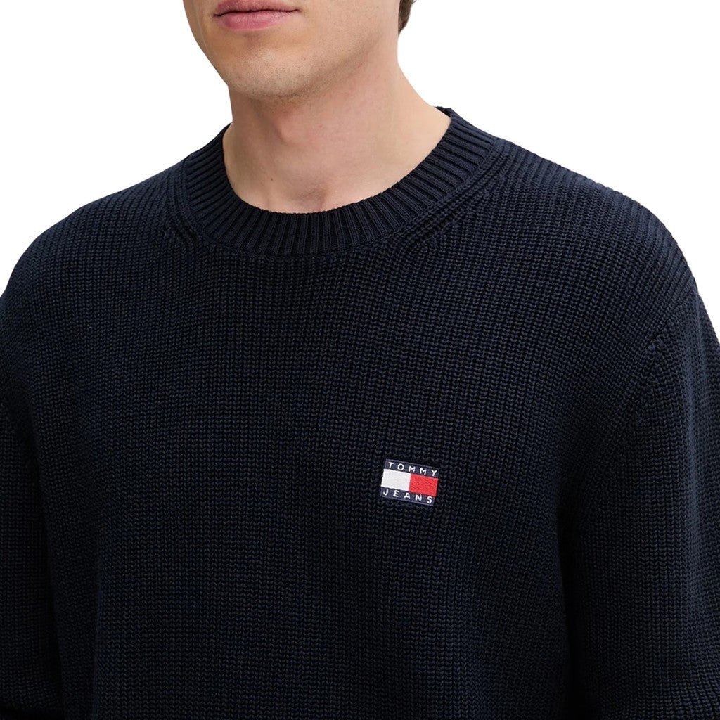 Tommy Jeans Regular Fit Trui met ronde hals en geborduurd logo – Donkerblauw