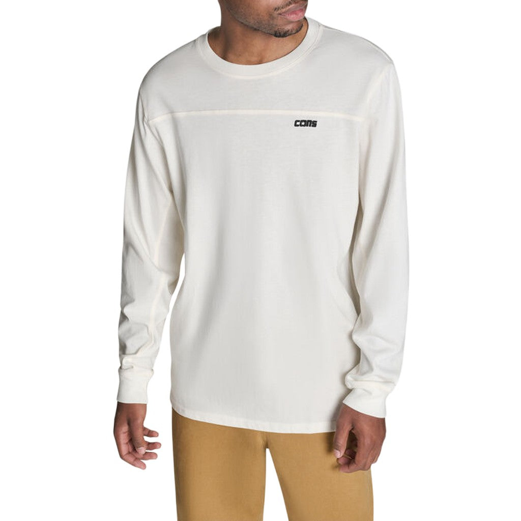 Converse T-shirt met lange mouwen en geborduurd logo – Wit
