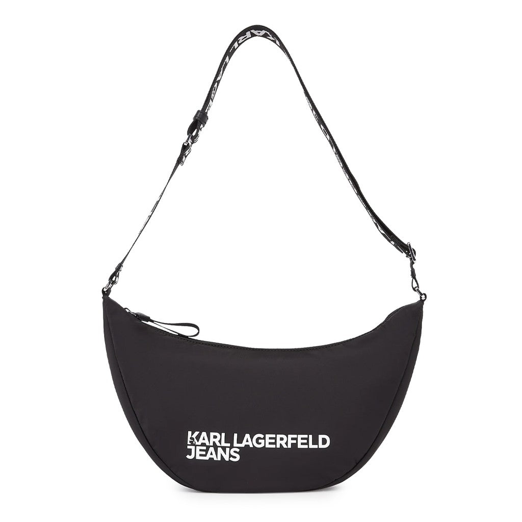 Karl Lagerfeld Grote crossbodytas met bedrukt logo – Zwart