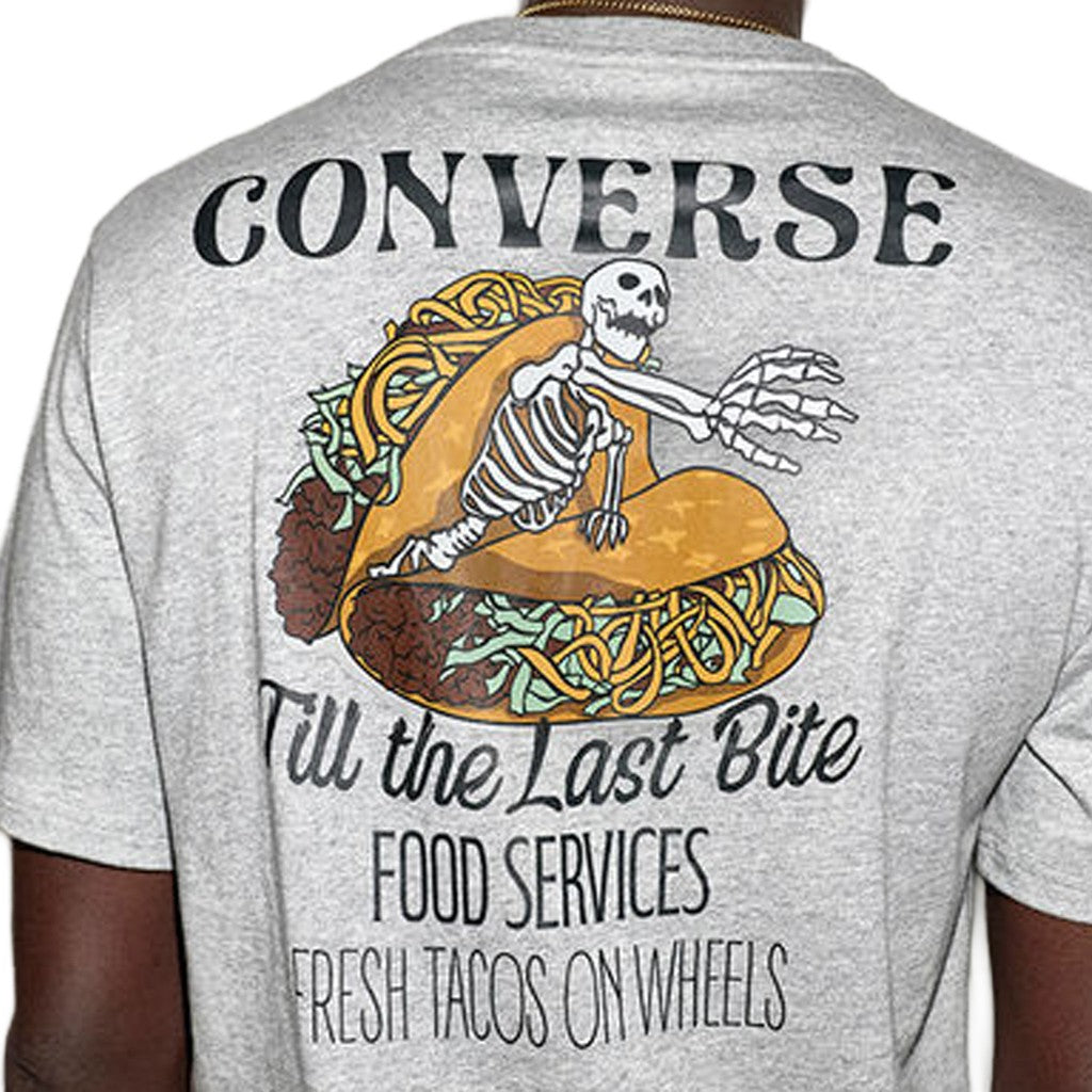 Converse T-shirt met print en bedrukt logo – Grijs