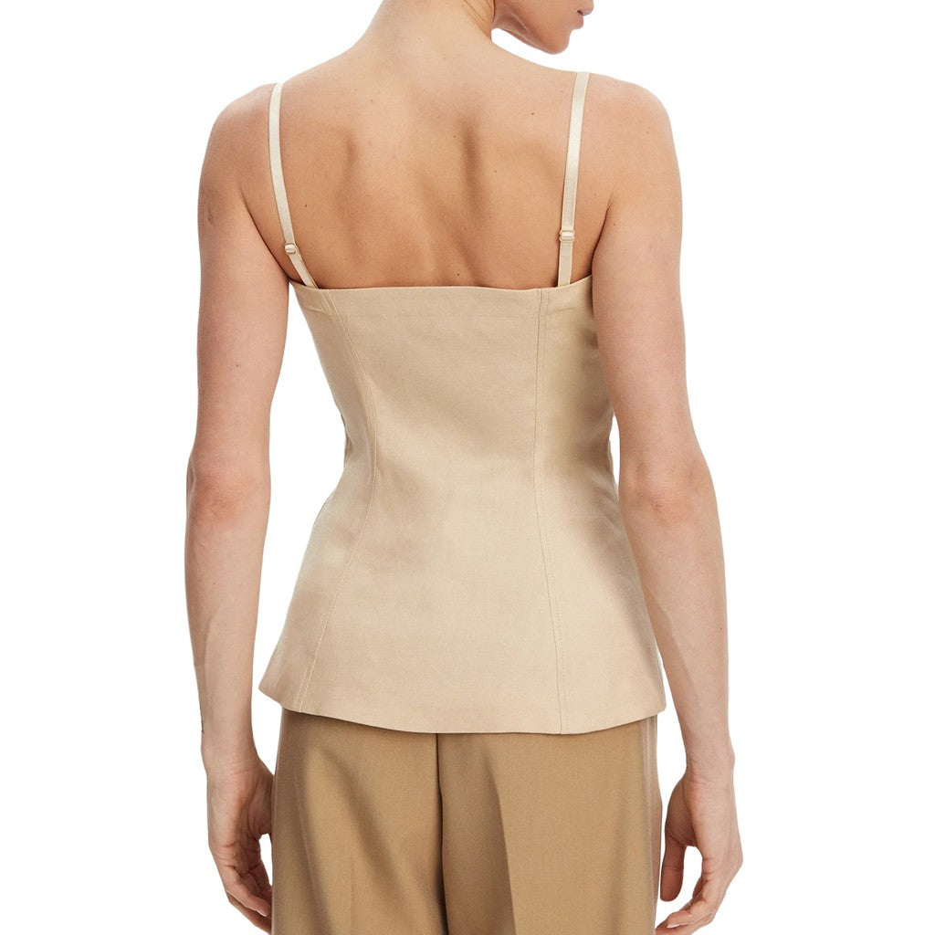 Guess Top met schouderbandjes en knoopsluiting – Beige
