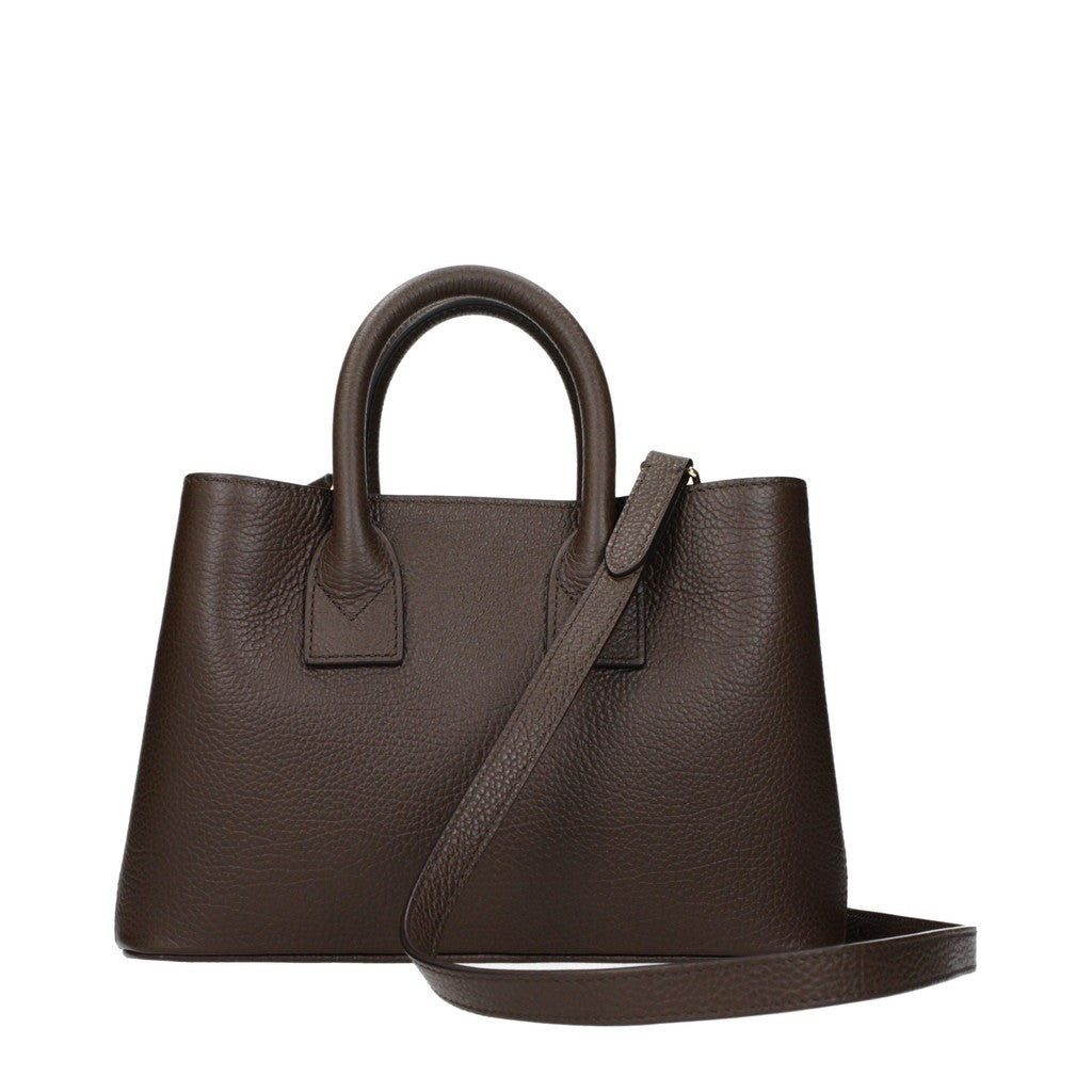 Burberry Handtas van leer en stof – Donkerbruin