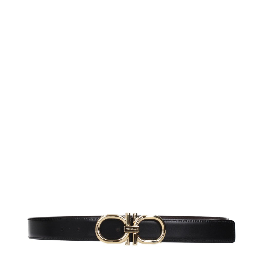Salvatore Ferragamo Riem met goudkleurige details – Bruin / Zwart