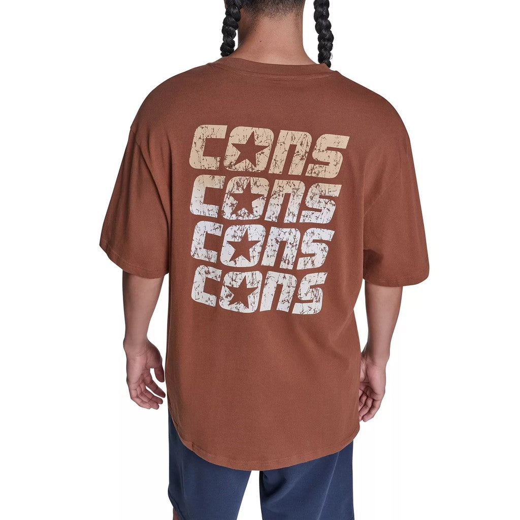 Converse T-shirt met ronde hals en bedrukt logo – Bruin