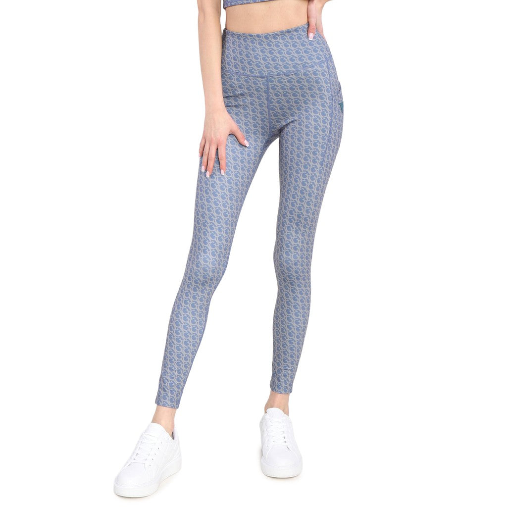 Guess Tweekleurige legging met bedrukt logo – Lichtblauw