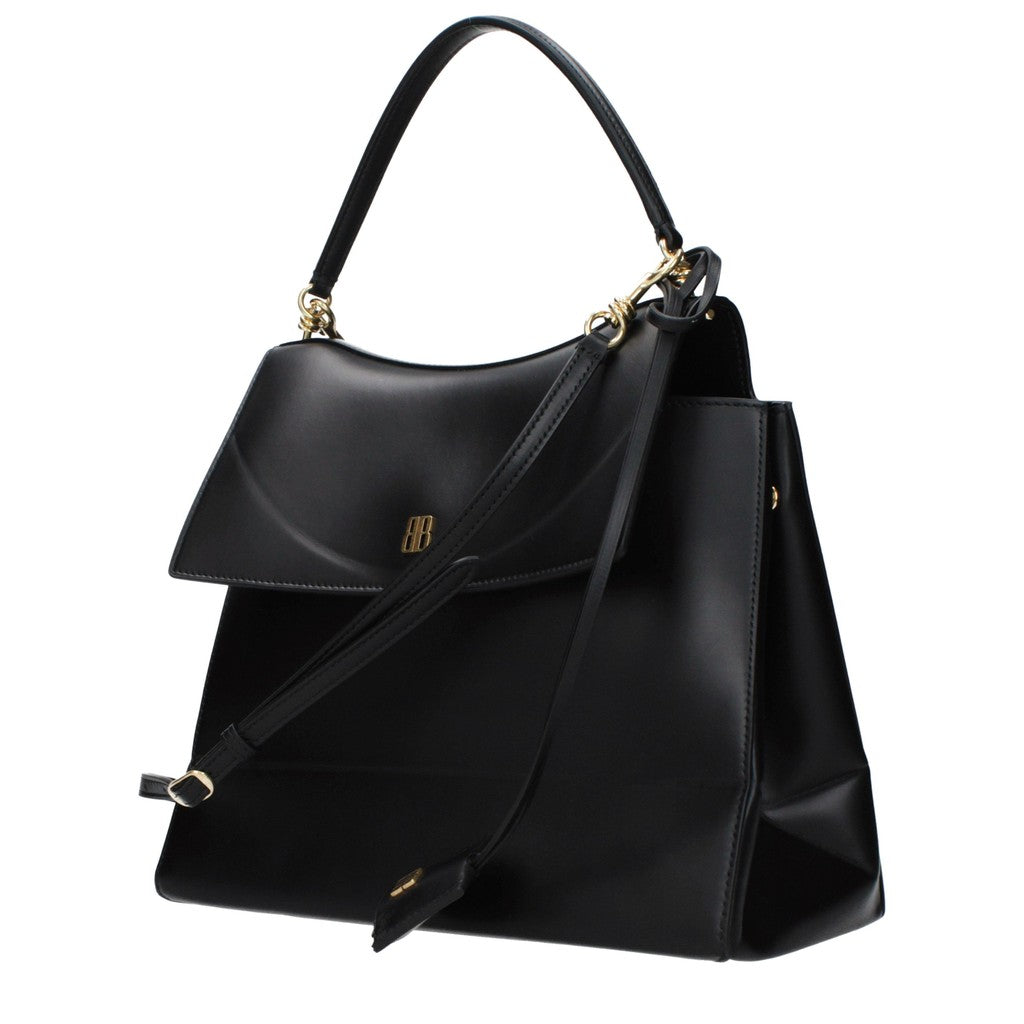 Balenciaga Handtas met knoopsluiting en goudkleurige details – Zwart