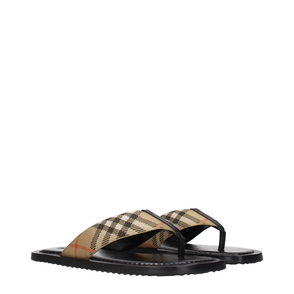Burberry Sandalen van stof en leer met rubberen zool – Beige / Zwart