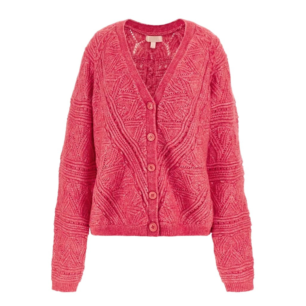 Guess Luchtig vest met V-hals en knoopsluiting – Roze