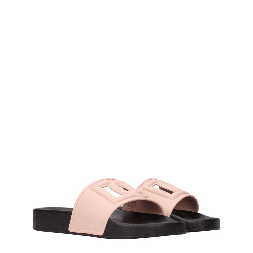 Dolce & Gabbana Rubberen slippers met open neus – Roze