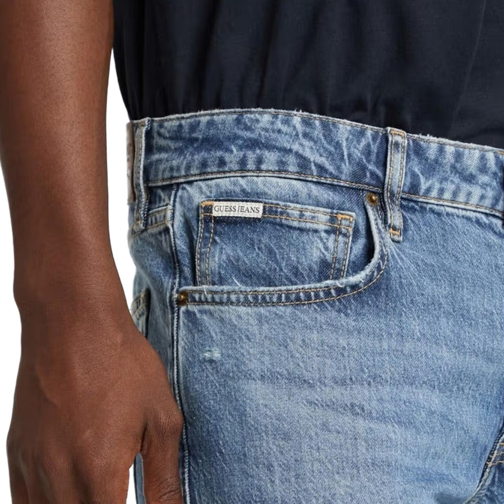 Guess Katoenen straight fit jeans – Middenblauw