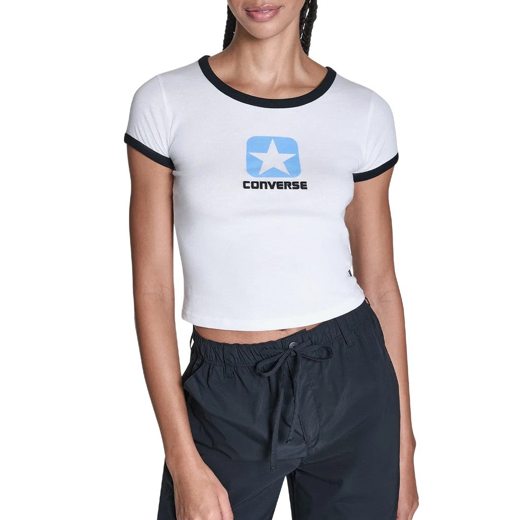Converse Tweekleurig T-shirt met logo – Wit