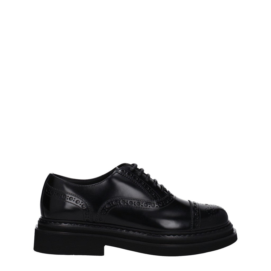 Dolce & Gabbana Leren veterschoenen met hak – Zwart