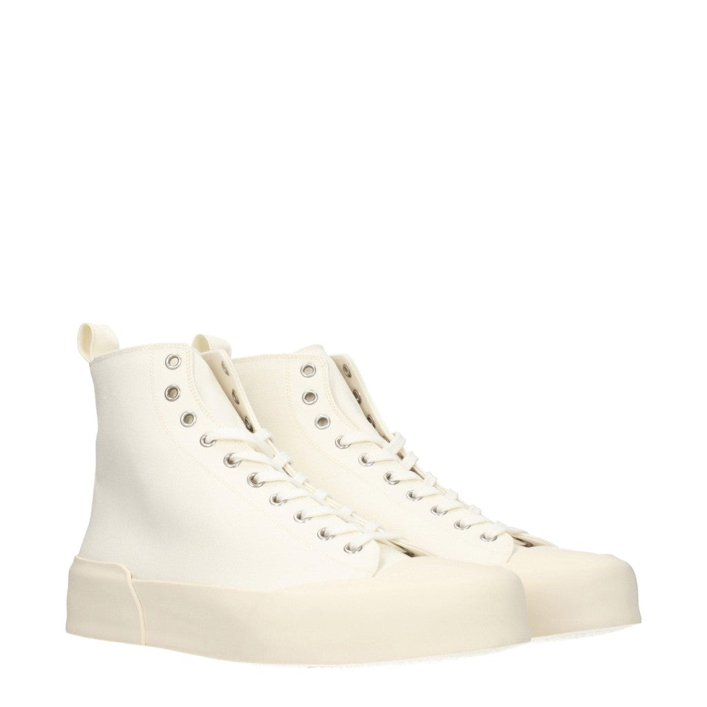 Jil Sander Sneakers van textiel met hak – Beige / Wit