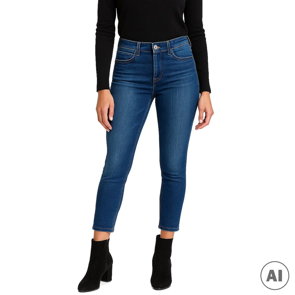 Guess Jeans in capri-lengte met knoopsluiting – Blauw