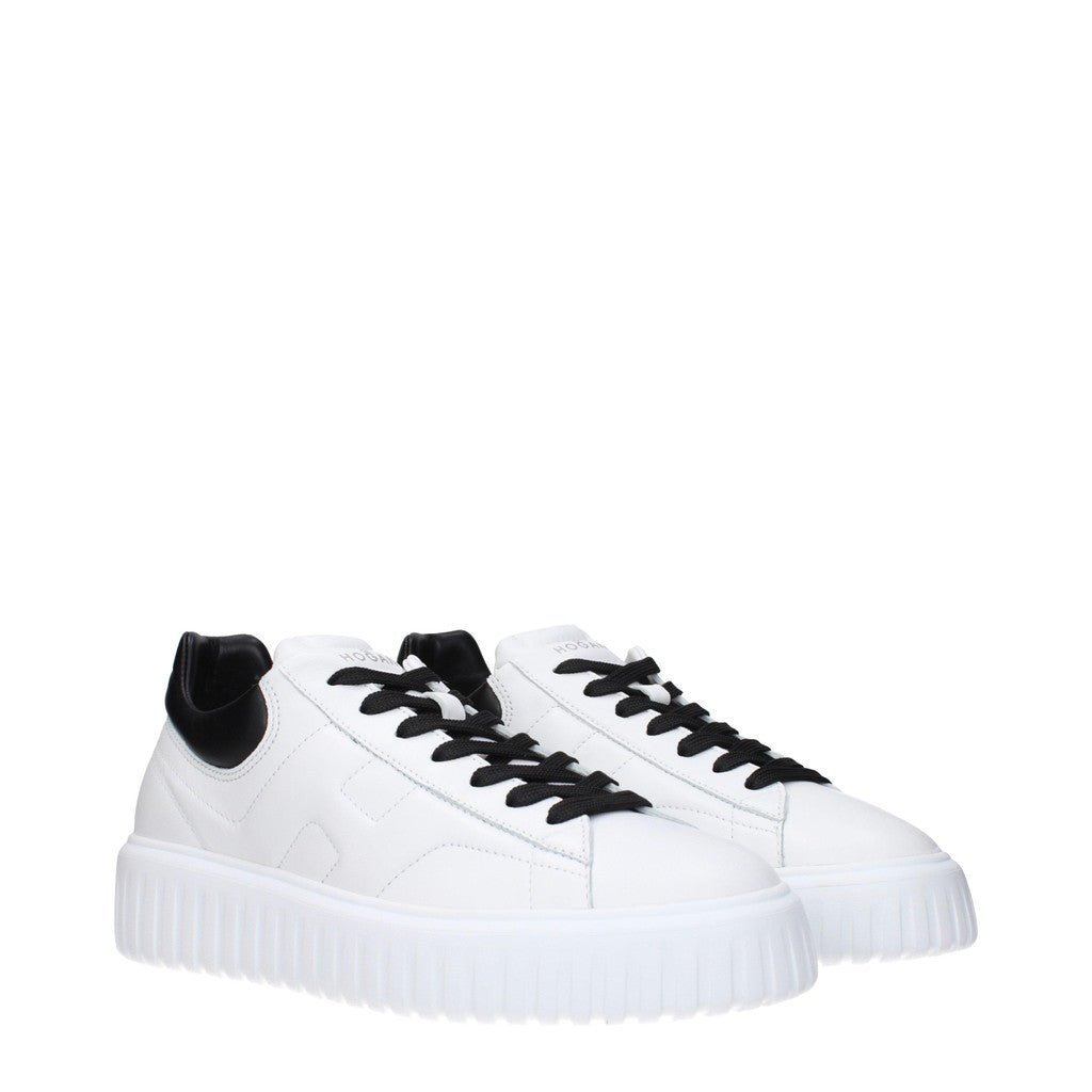 Hogan H-Stripes Leren sneakers met rubberen zool – Wit / Zwart