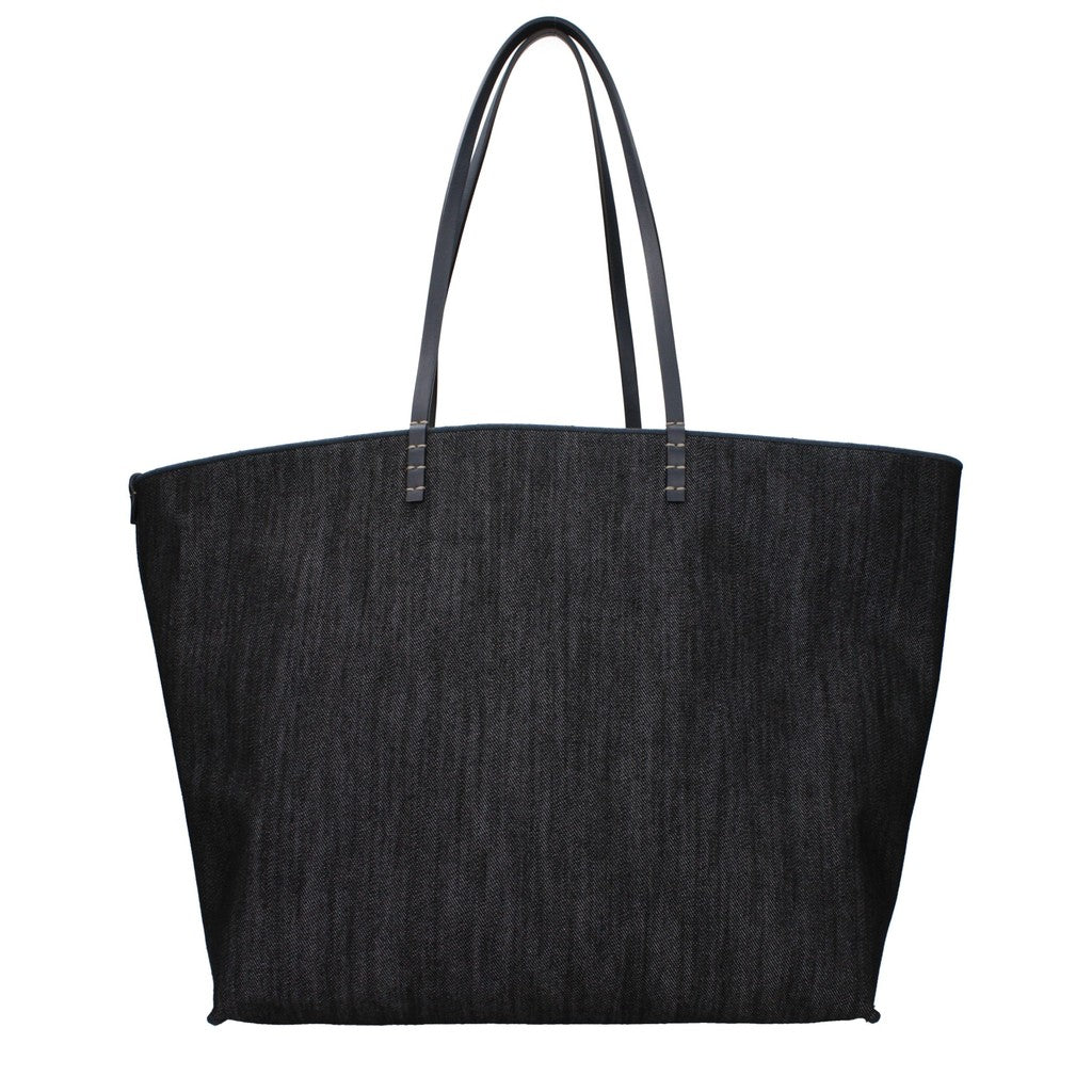 Fendi Roll Shopper Large van stof en leer – Marineblauw