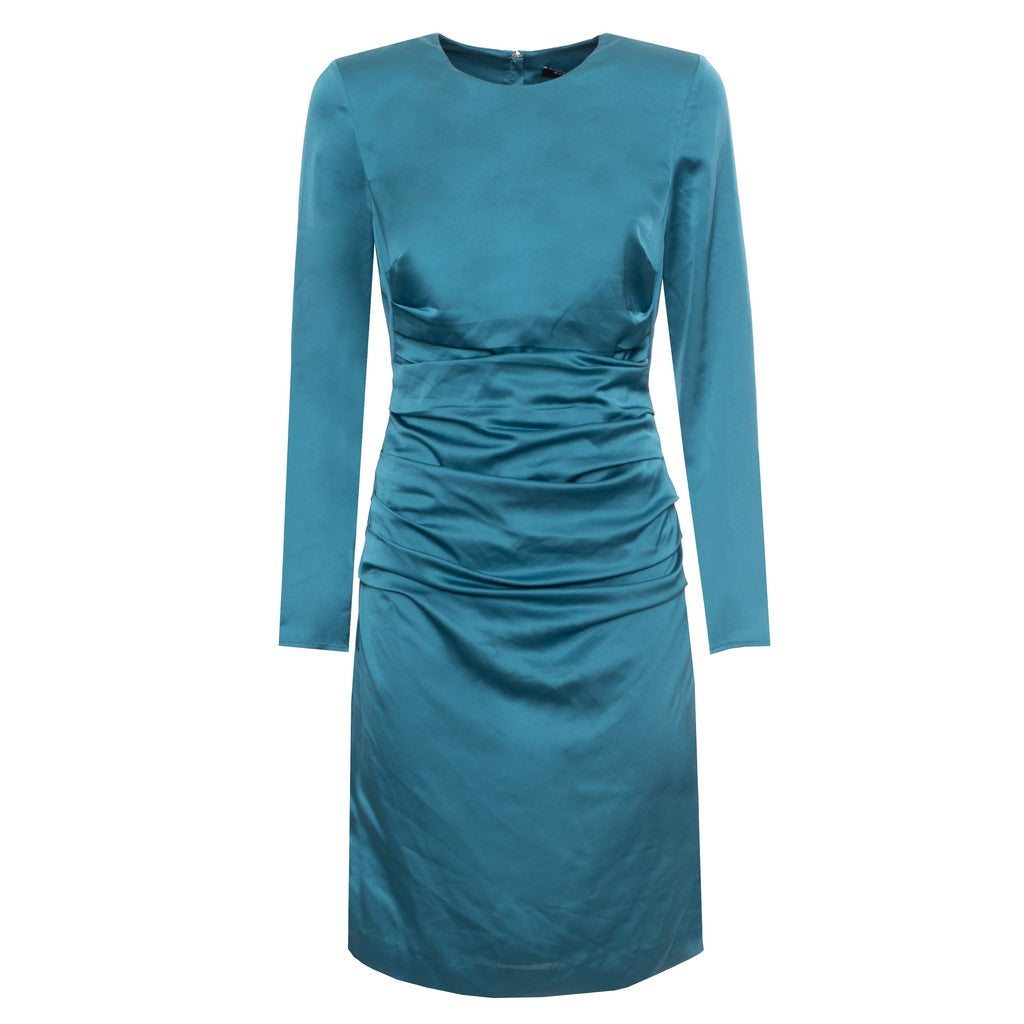 Guess Korte jurk met ronde hals en lange mouwen – Petrol