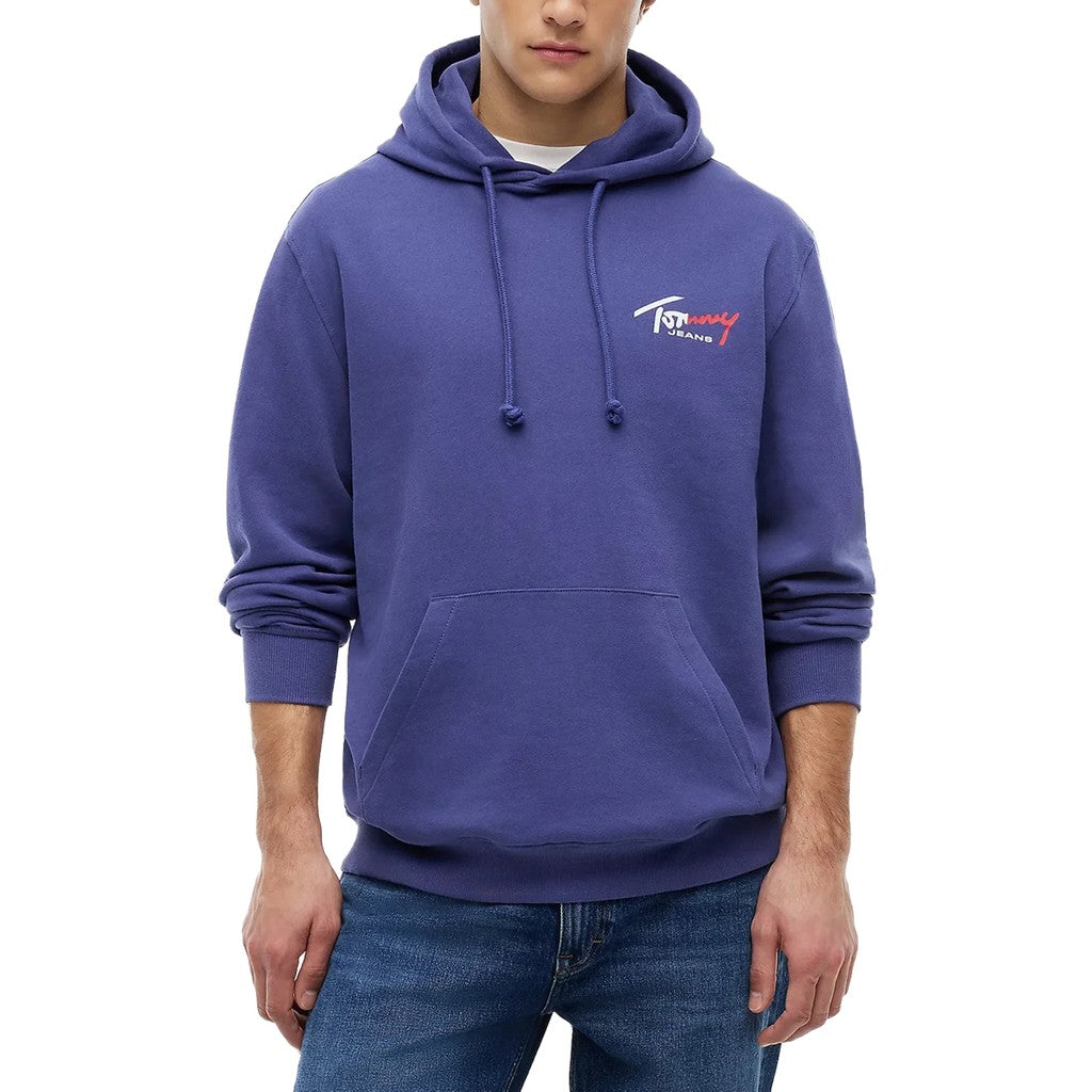 Tommy Jeans Regular Fit Hoodie van geborstelde stof met bedrukt logo – Blauw