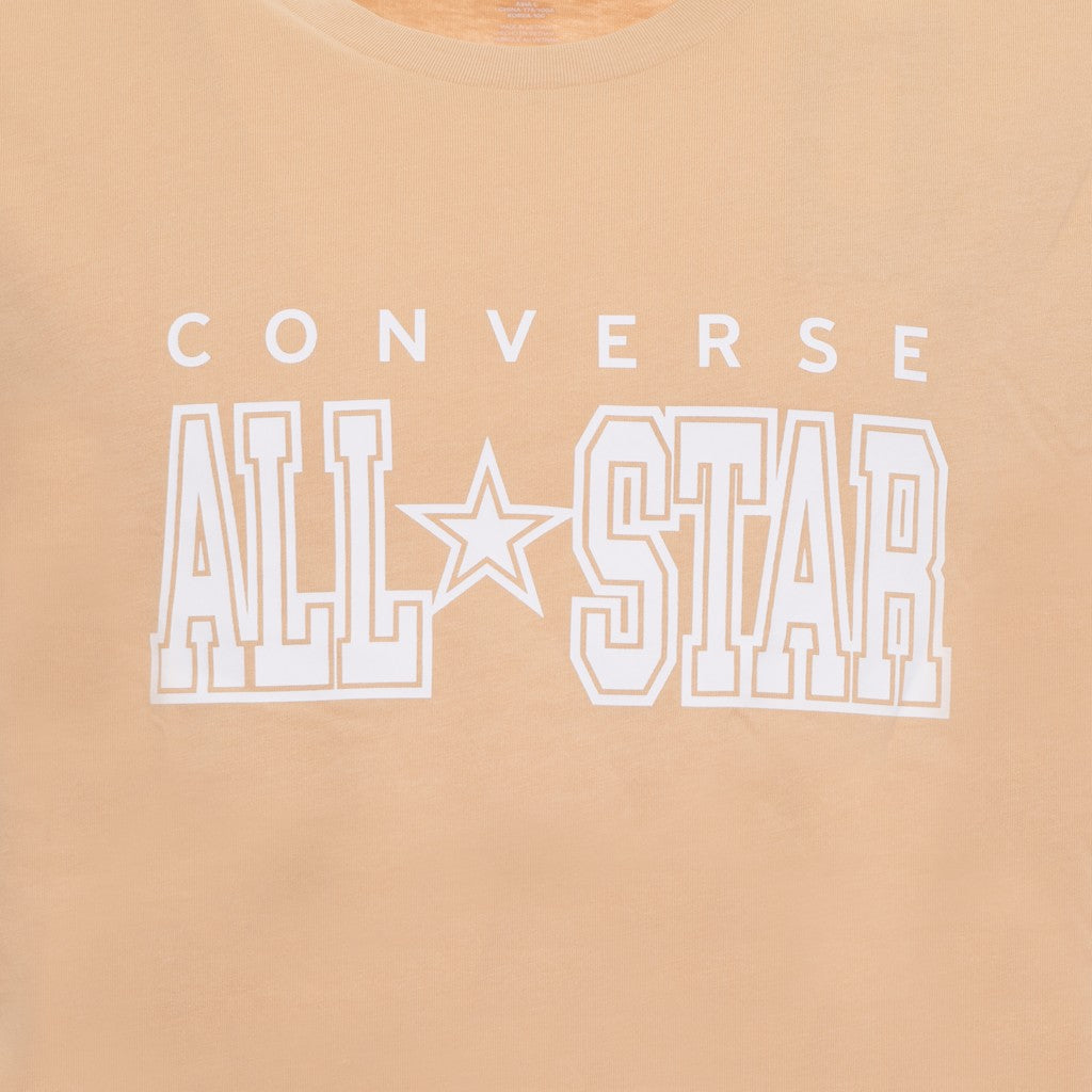 Converse T-shirt met ronde hals en bedrukt logo – Beige