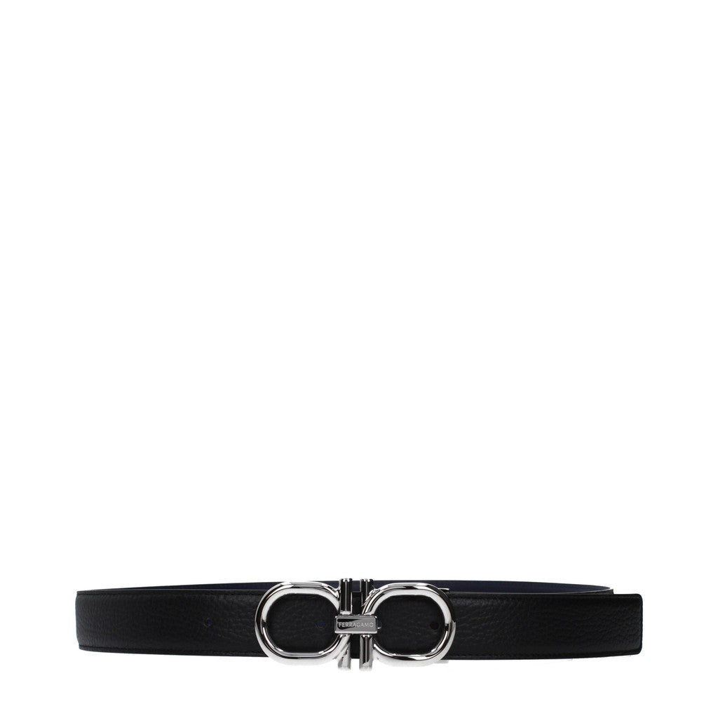 Salvatore Ferragamo Riem met zilverkleurige details – Zwart / Donkerblauw