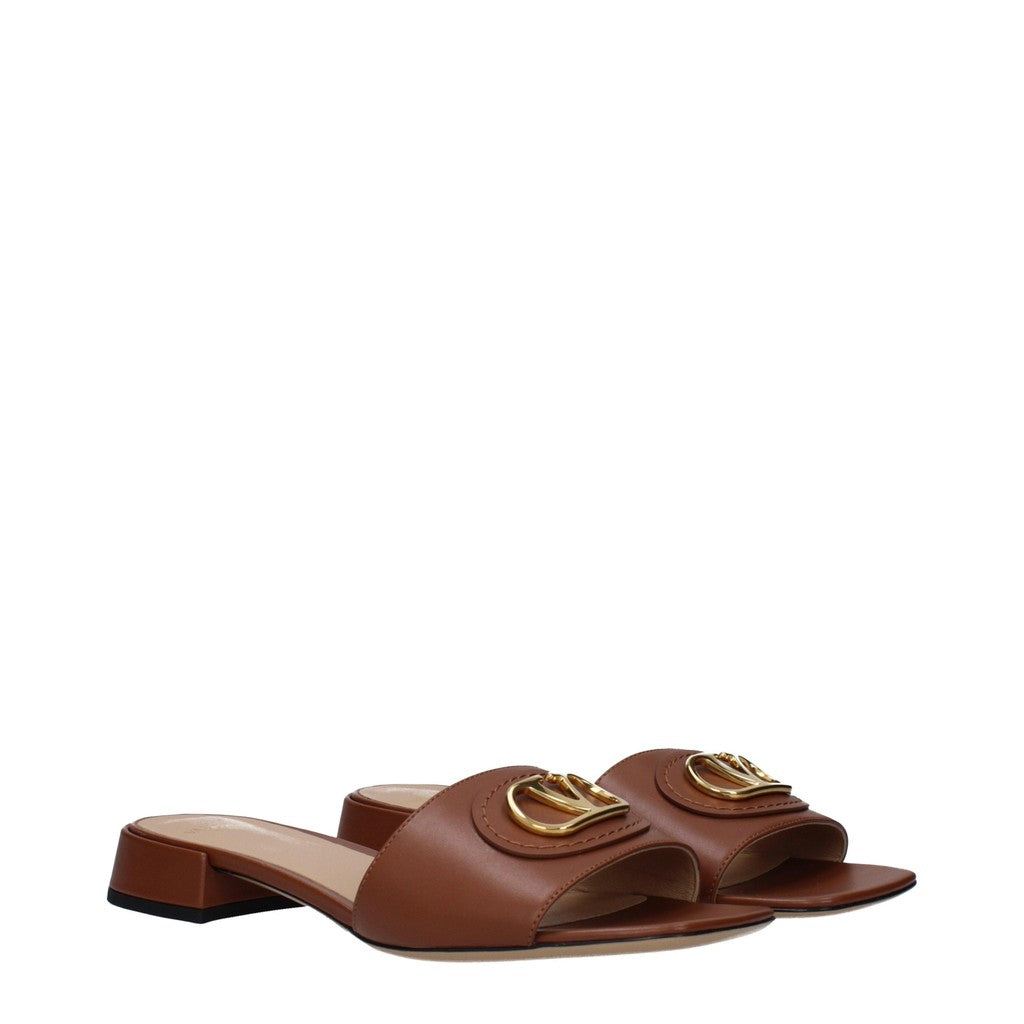 Valentino Garavani Sandalen met zool van leer en rubber – Bruin