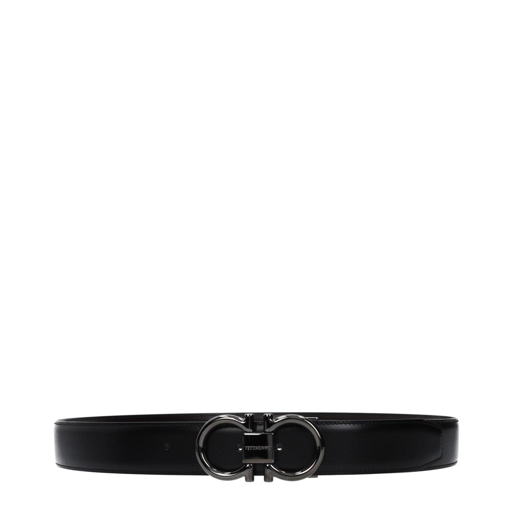 Salvatore Ferragamo Gancini Riem met drukknoopsluiting – Zwart / Bruin