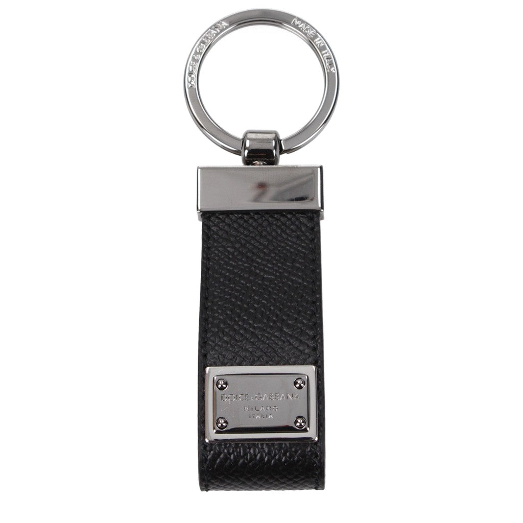 Dolce & Gabbana Sleutelhanger van leer en metaal – Zwart