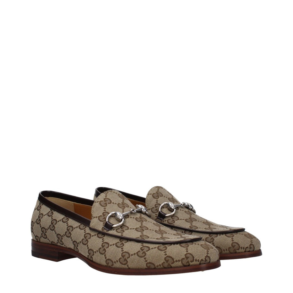 Gucci Herenloafers van stof en leer – Beige
