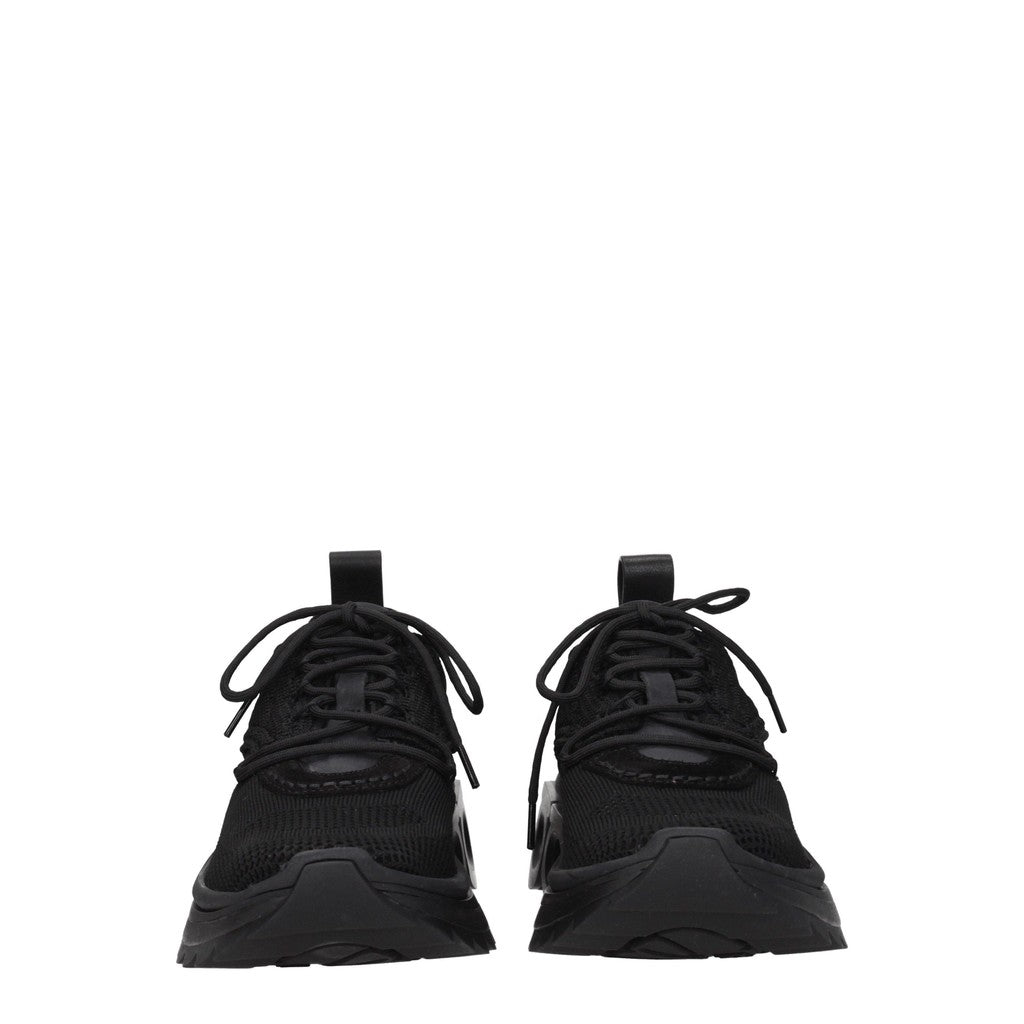 Salvatore Ferragamo Nima Knit Sneakers van suède en stof – Zwart