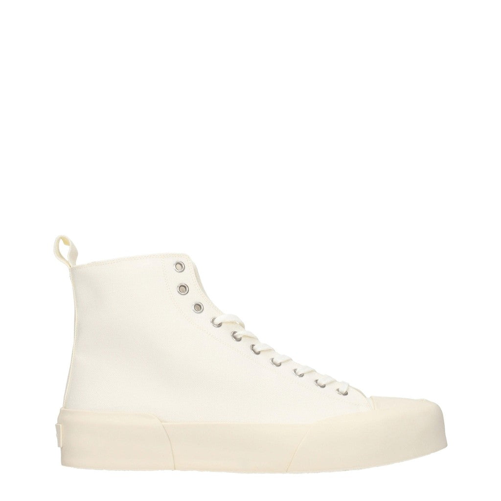 Jil Sander Sneakers van textiel met hak – Beige / Wit