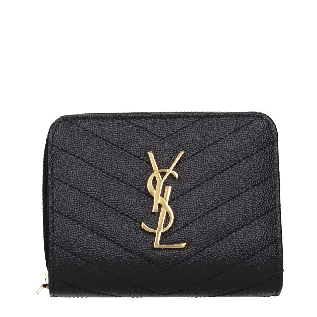 Saint Laurent Portemonnee met drukknoopsluiting en muntvak – Zwart