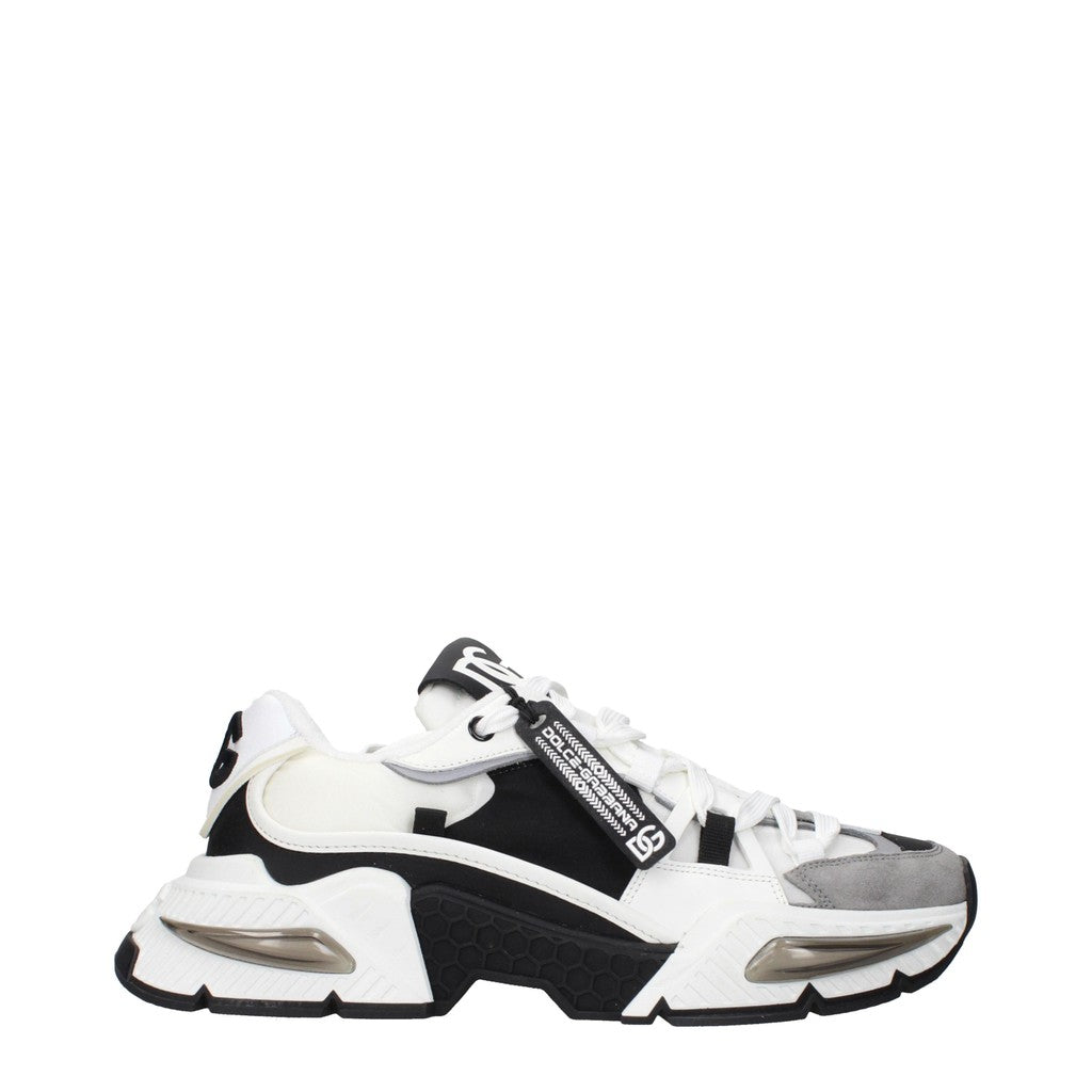 Dolce & Gabbana Sneakers van leer, suède en stof met hak – Wit / Zwart