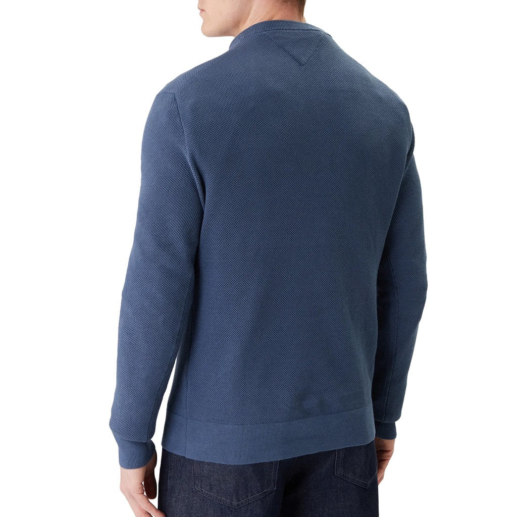 Tommy Hilfiger Effen trui met ronde hals en logo – Blauw