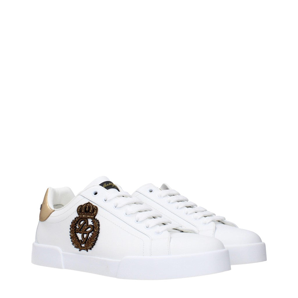 Dolce & Gabbana Sneakers met veters – Wit / Goud
