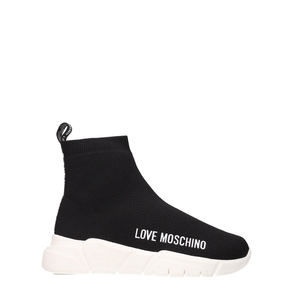 Love Moschino Sock sneakers van stof – Zwart / Wit
