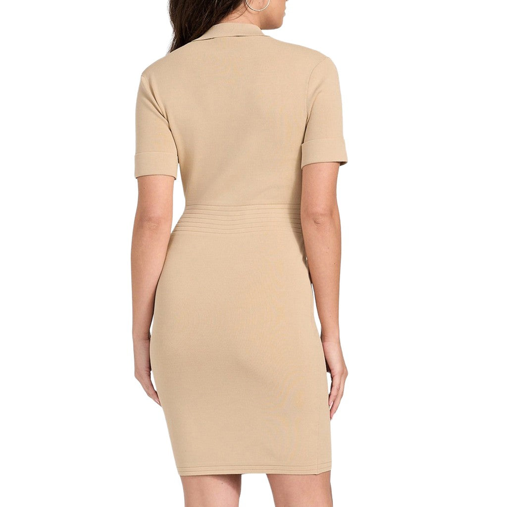 Guess Knielange jurk met V-hals – Taupe