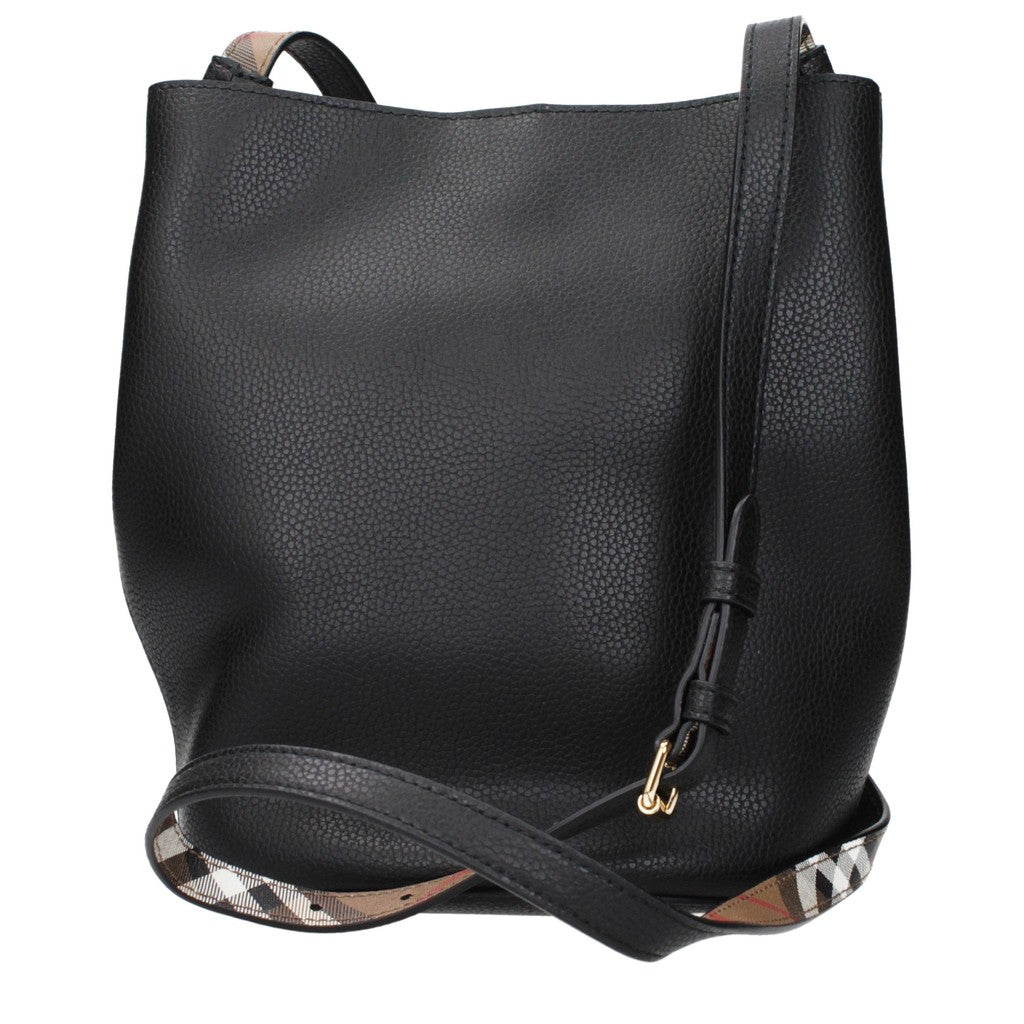 Burberry Crossbodytas van leer en stof – Zwart