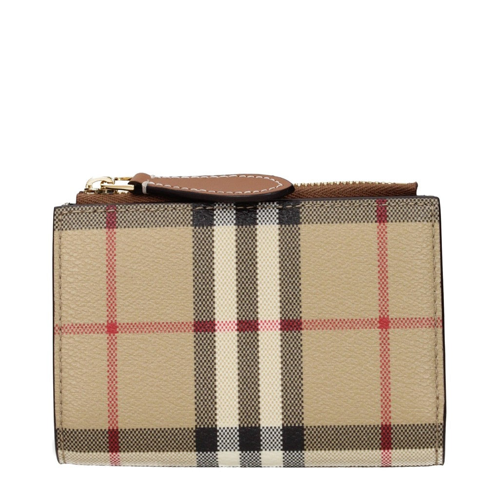 Burberry Compacte portemonnee met knoopsluiting – Beige / Bruin