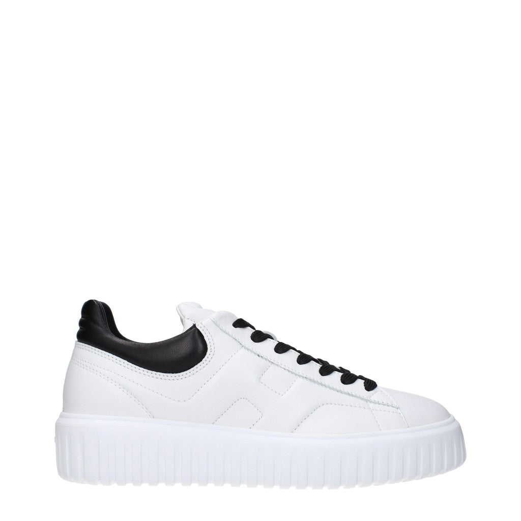 Hogan H-Stripes Leren sneakers met rubberen zool – Wit / Zwart