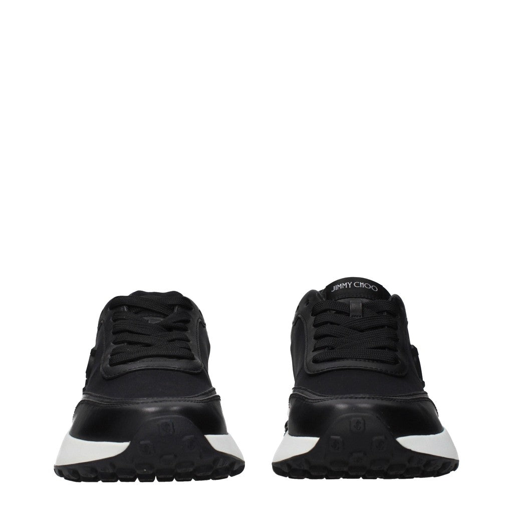 Jimmy Choo Memphis Sneakers van stof en leer met veters – Zwart