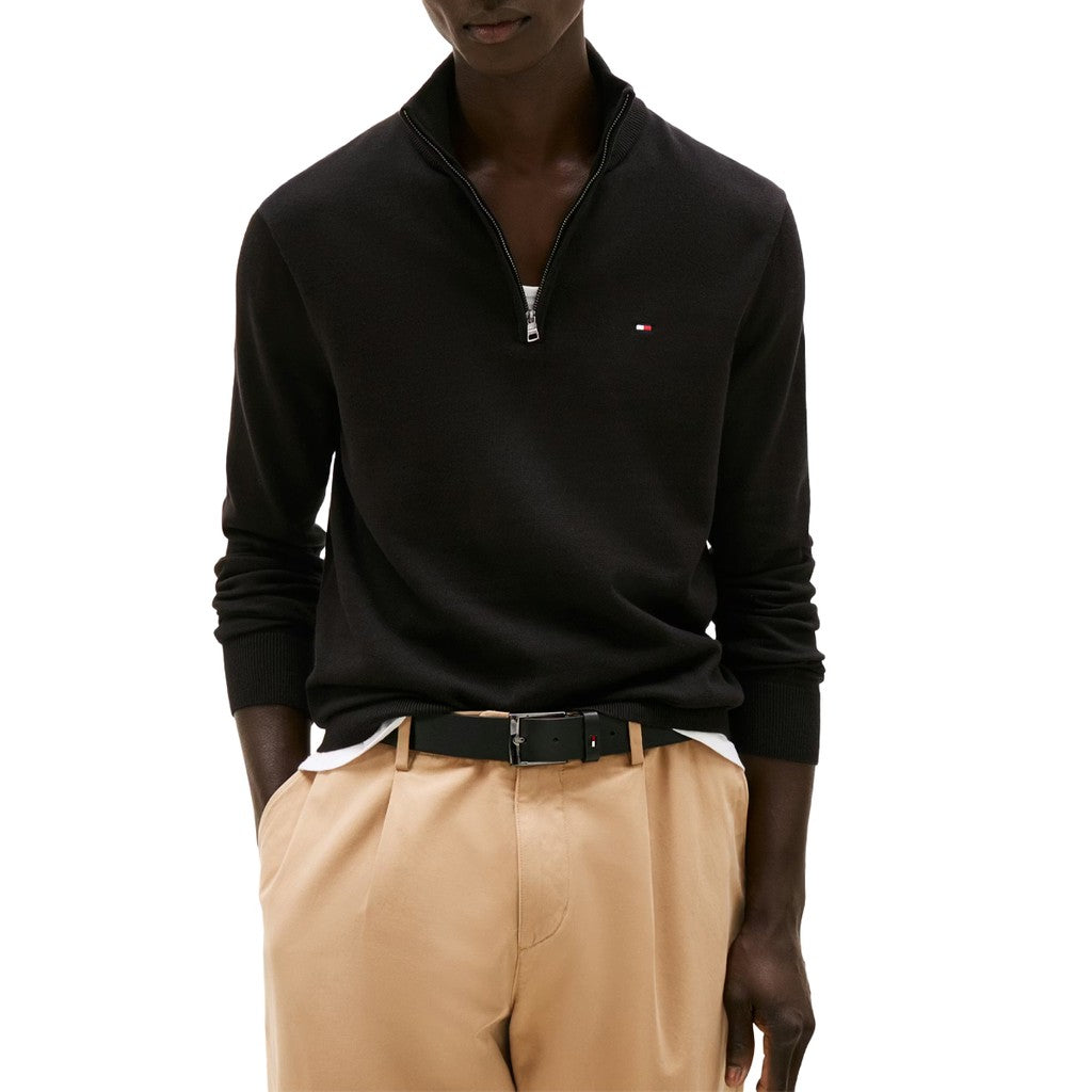 Tommy Hilfiger Trui met halve rits en lange mouwen – Zwart