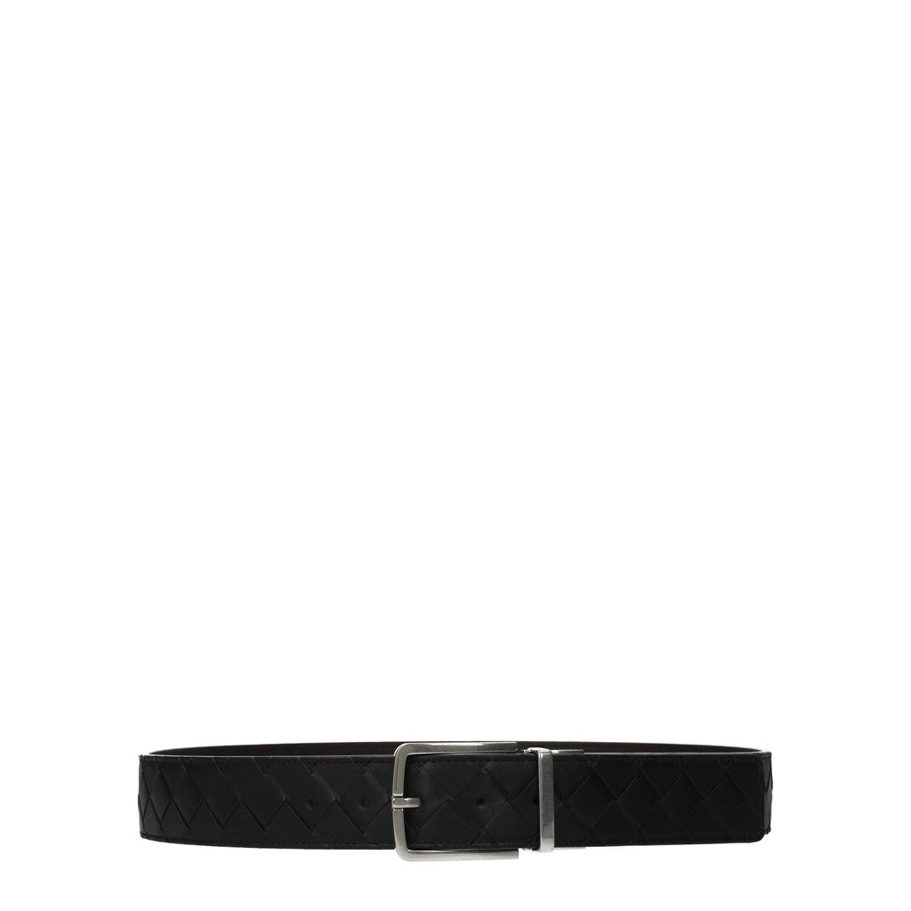 Bottega Veneta Leren herenriem met zilverkleurige details – Zwart / Bruin