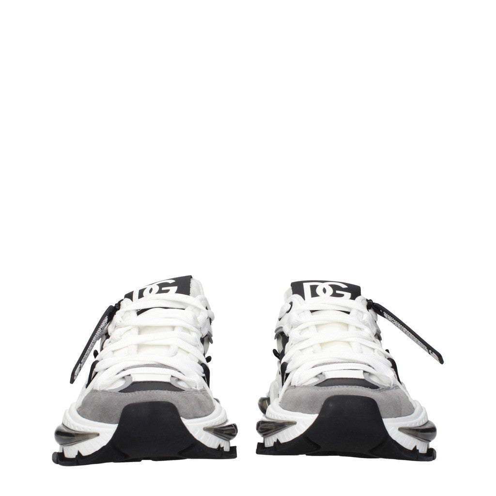 Dolce & Gabbana Sneakers van leer, suède en stof met hak – Wit / Zwart