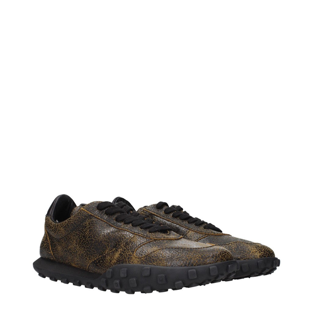 Jil Sander Sneakers met vetersluiting en rubberen zool – Bruin / Zwart