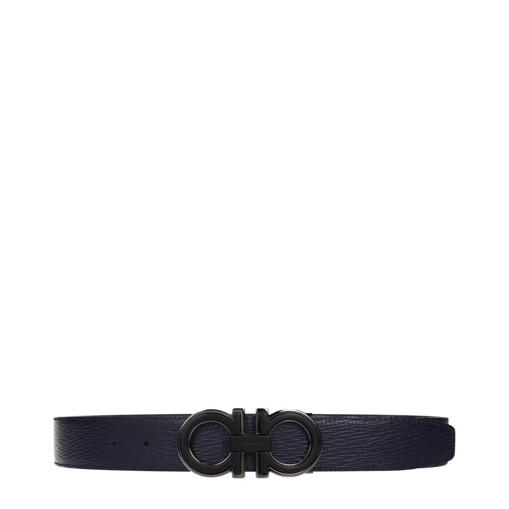 Salvatore Ferragamo Gancini Riem met drukknoopsluiting – Zwart / Donkerblauw