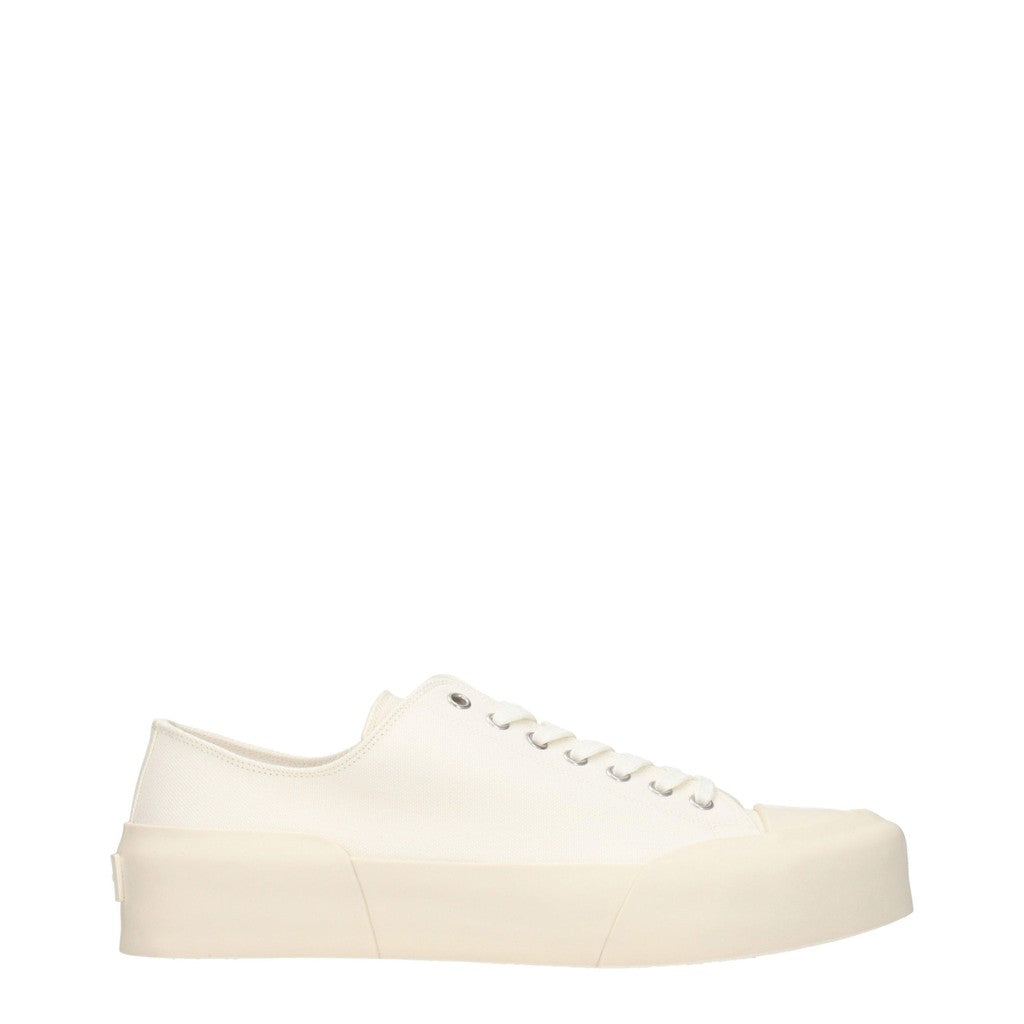 Jil Sander Sneakers van textiel met hak – Beige / Wit