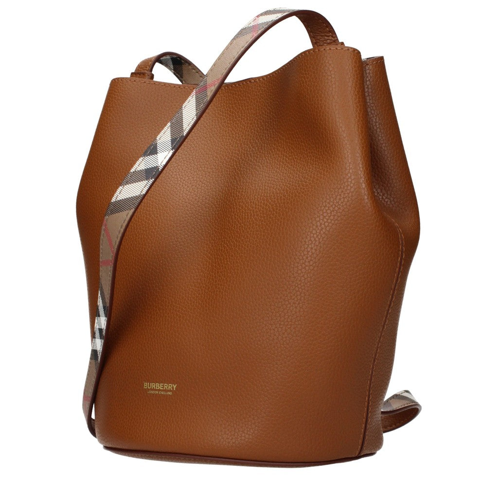 Burberry Crossbodytas van leer en stof – Bruin
