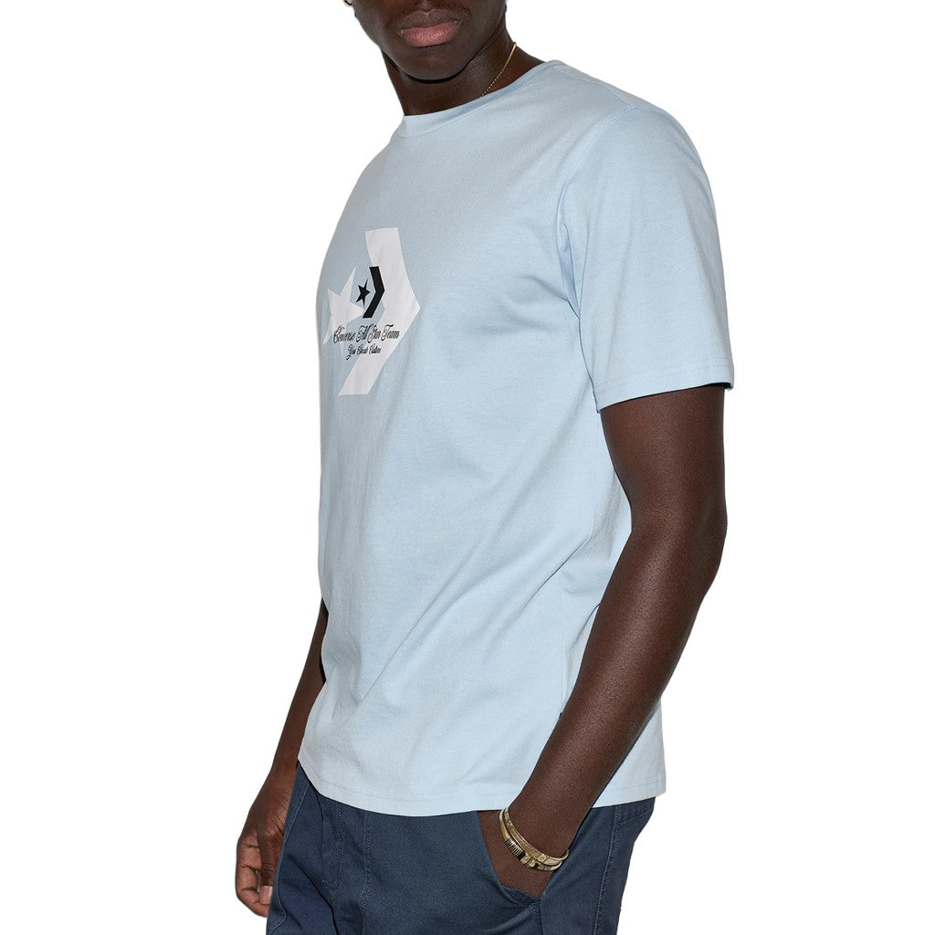Converse T-shirt met ronde hals en bedrukt logo – Lichtblauw